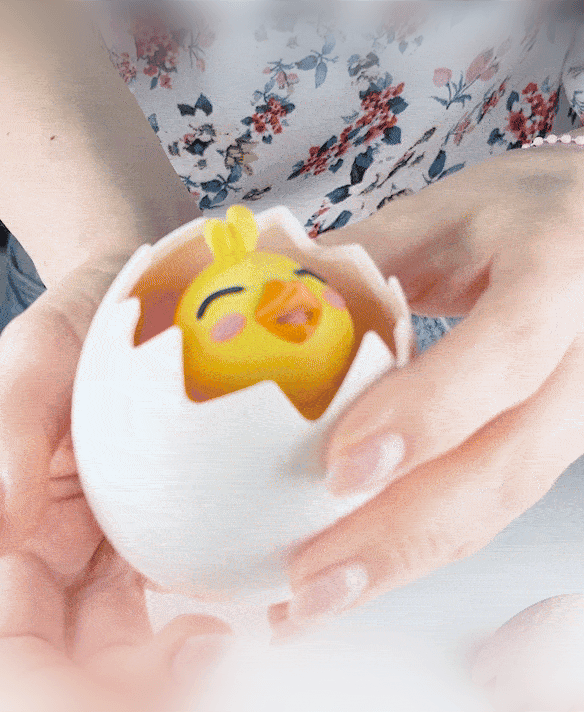 Cute Happy Easter Chick with Finger Friend Hole! 3d model