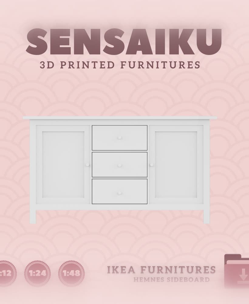 Miniature Replica HEMNES Sideboard for Dollhouse - IKEA (1:12,24,48) 3d model