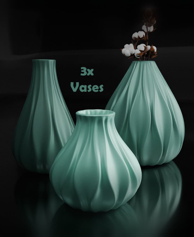 Vase Trio Decor Set 3d model