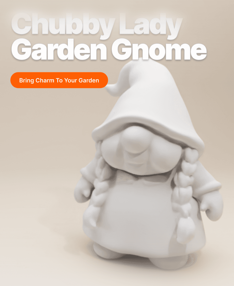 Chubby Elderly Lady Garden Gnome – Whimsical & Minimalist Figurine 3d model