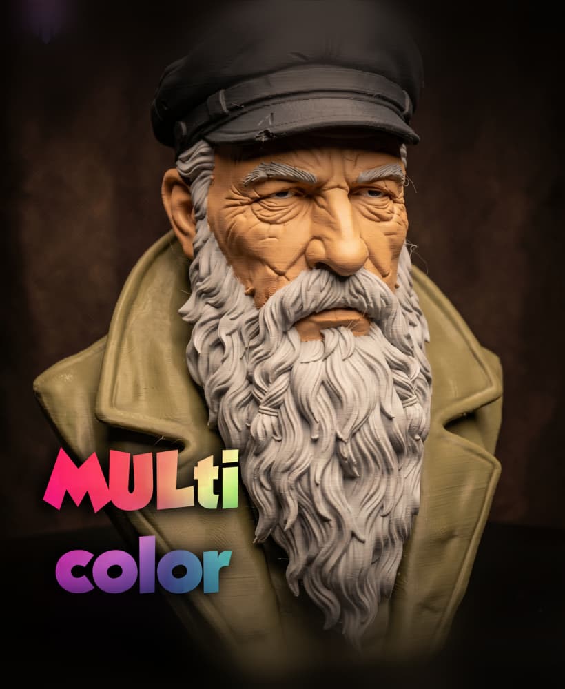 Sea Captain Bust 3MF | Portrait Multi-Color | FDM 3d model