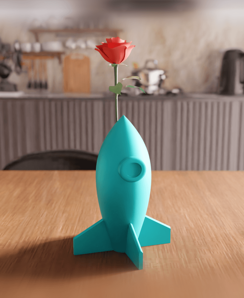 Retro Spaceship Rocket Vase 3d model