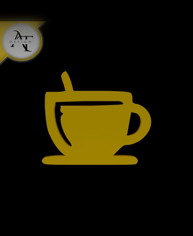 Simple Coffee Cup Symbol - 2D Art 3d model