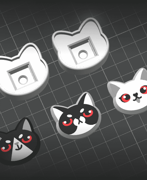 Cat V02 - Clicker Fidget Toy Keychain 3d model