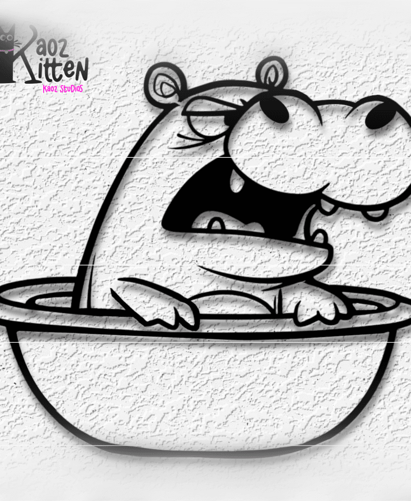 moo deng bath wall art funny hippo internet meme decor 3d model