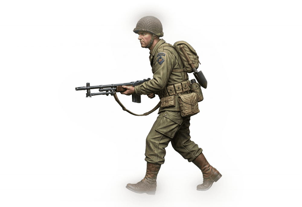 U.S. Army Rangers: Soldier with M1918A2 Browning Automatic Rifle 3d model