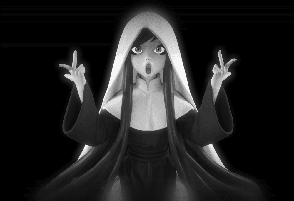 Rebellious Anime Nun - Stylized Gothic Pin-Up Statue 3d model