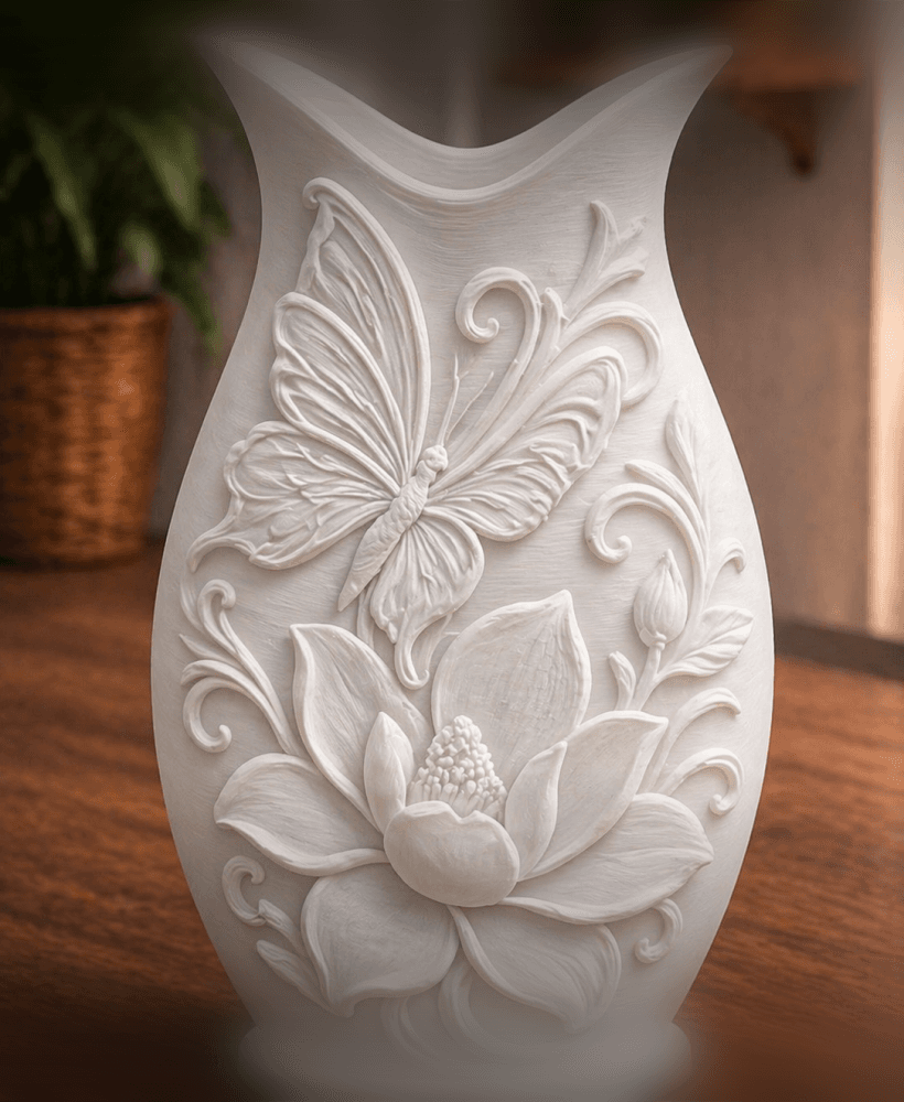 White Butterfly Magnolia Vase 3d model