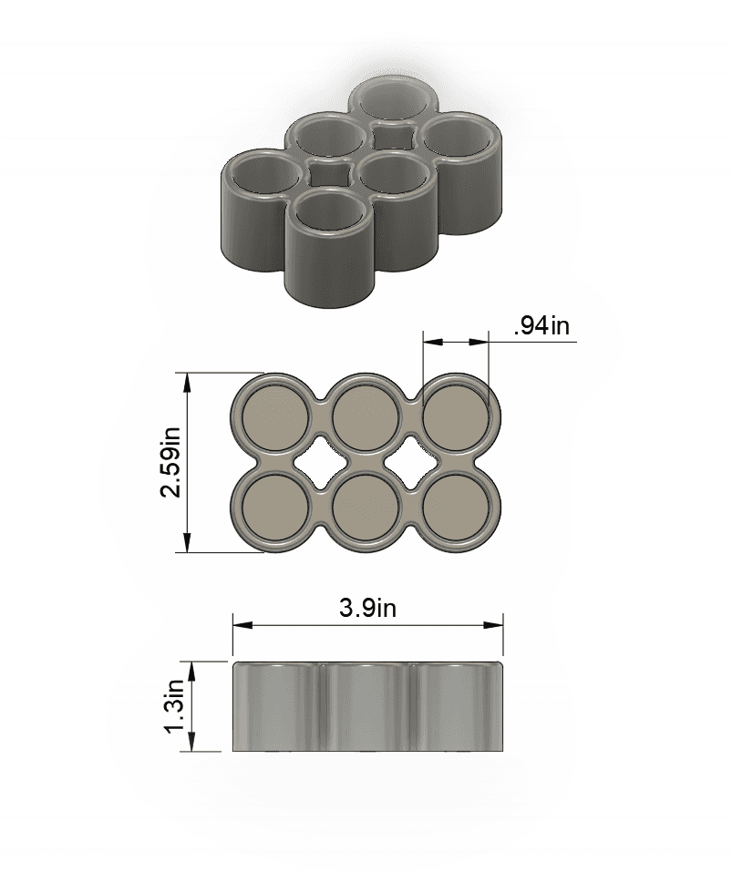 Insulin Vial Caddy Organizer — 6 Vial 3x2 STL File 3d model