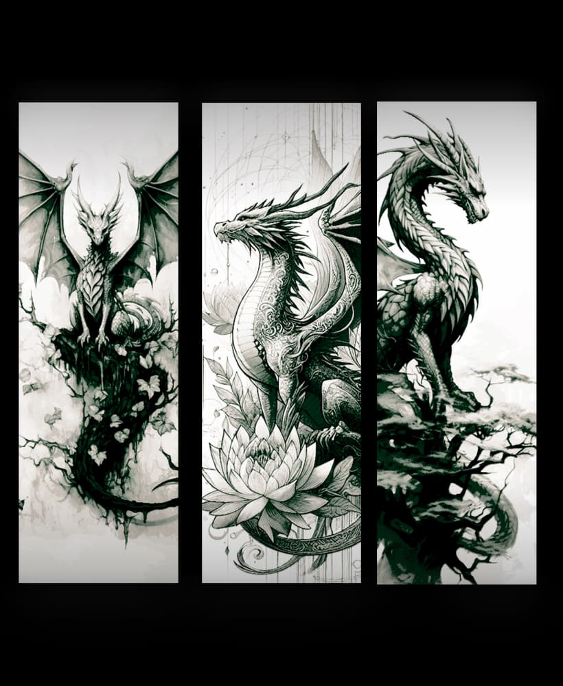 High Fantasy Dragons of Nature - Set of Bookmarks 3d model