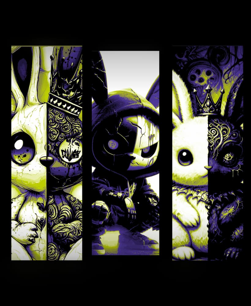 Half good and half bad - half light and half dark - Rabbit splits the difference - Set of bookmarks 3d model