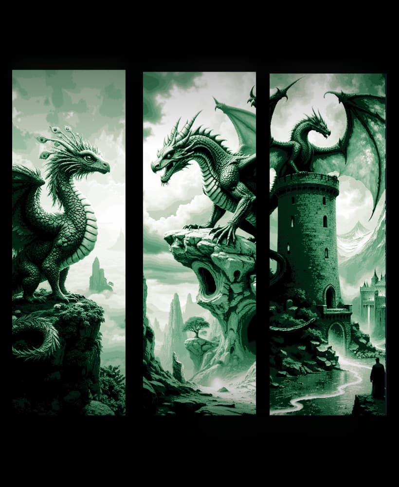 Sometime a dragon just has to sit, other times it is protecting something - Set of bookmarks 3d model