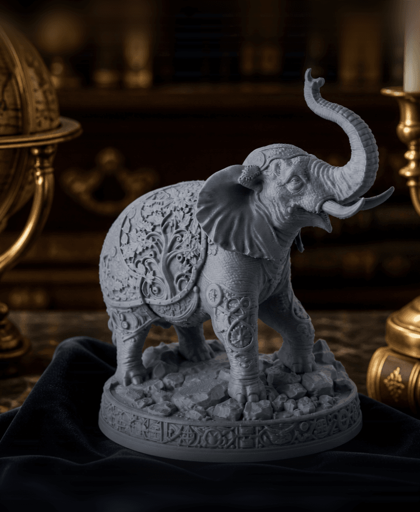 Regal Elephant Sculpture - Ornate Figurine Decor 3d model