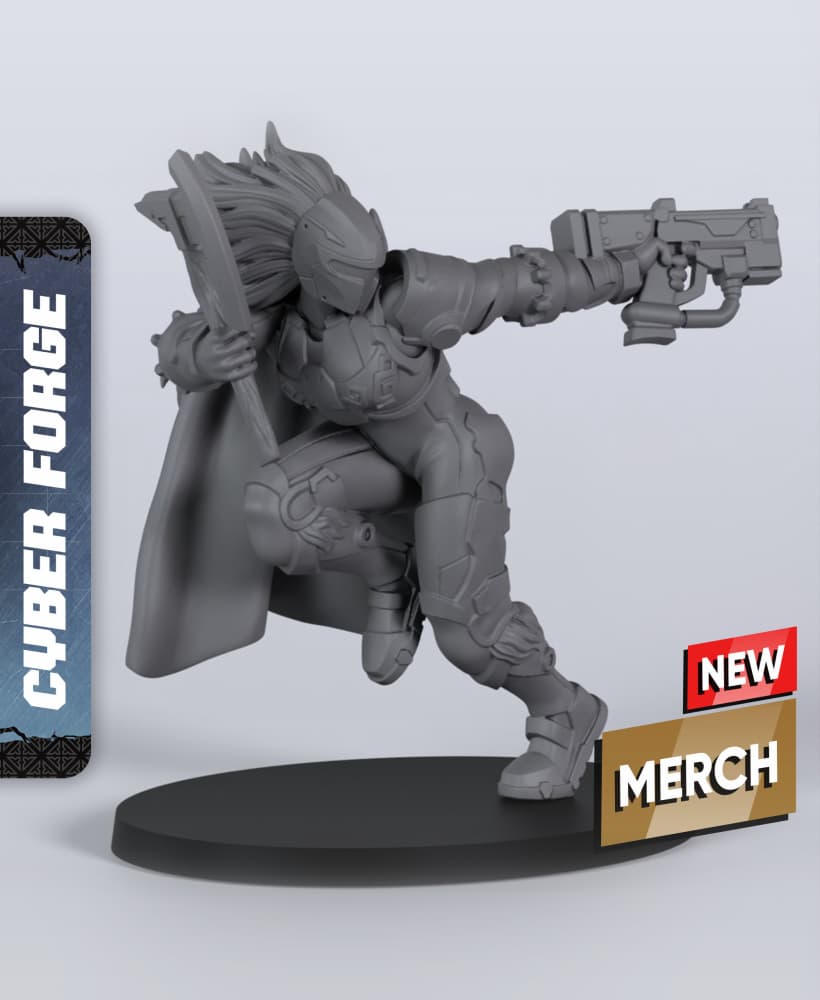 Thyra the searcher - With Free Cyberpunk Warhammer - 40k Sci-Fi Gift Ideas for RPG and Wargamers 3d model