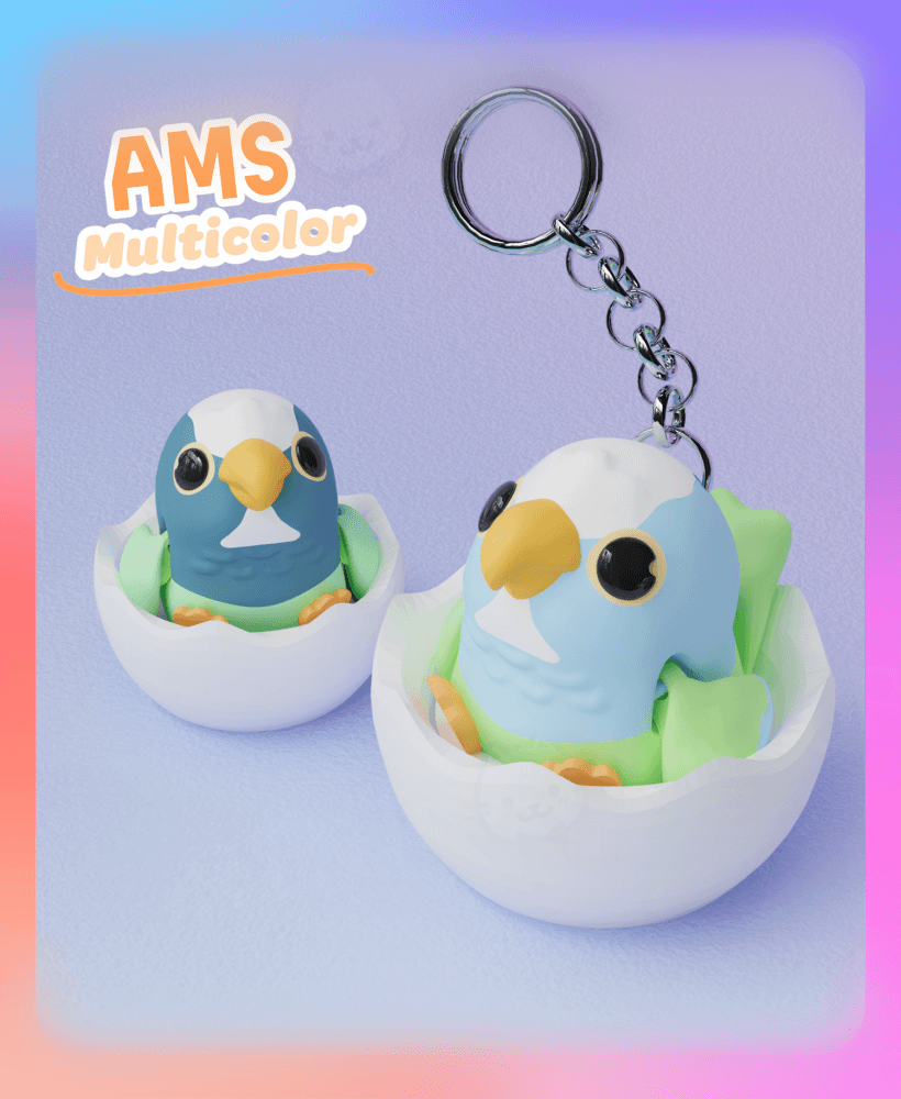 Flexi Pionus Parrot Clicker & Keychain (Multicolor: 5 colors) 3d model