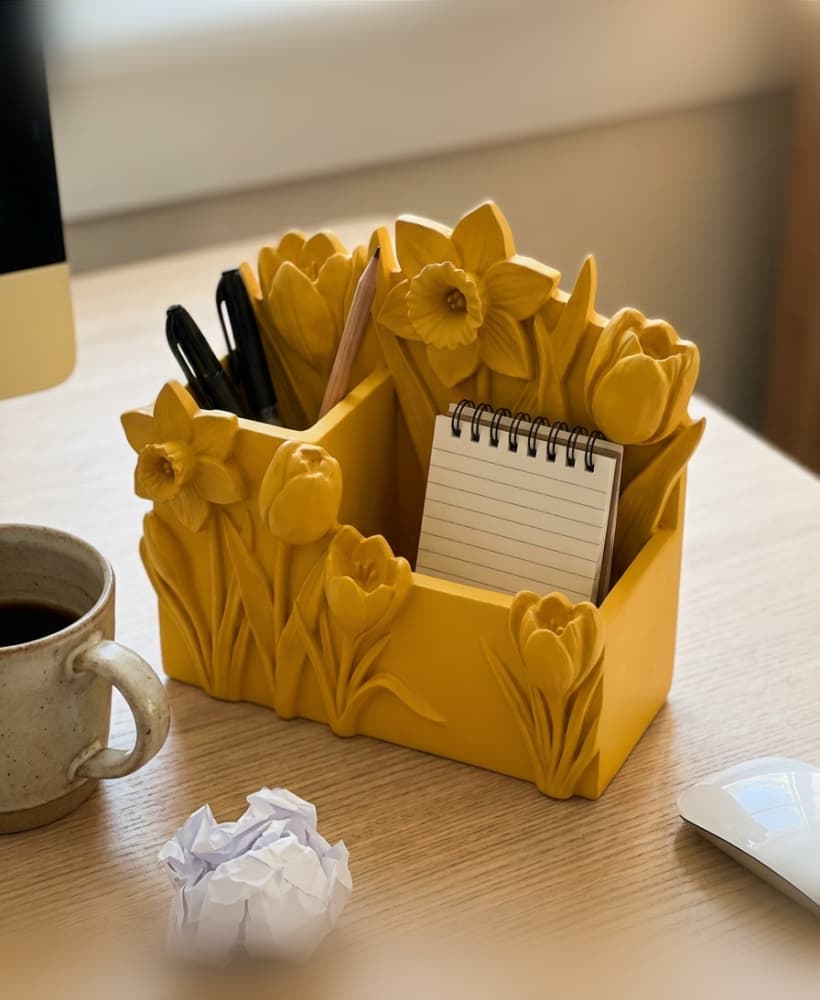 Floral Meadow Desk Organizer & Stationery Caddy 3d model