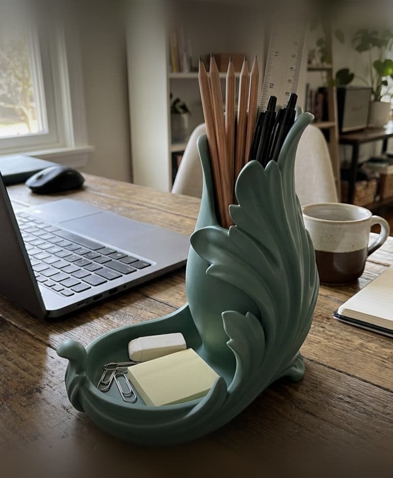 Acanthus Leaf Desk Organizer & Stationery Caddy 3d model