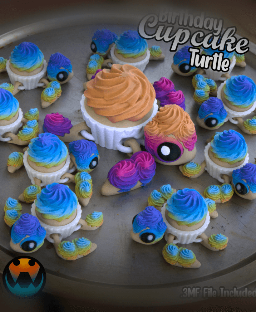 Birthday Cupcake Turtle 3d model