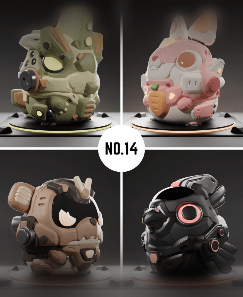 Grumpii 3D Printable Art Toy - Chubbii Series - Set 14 3d model