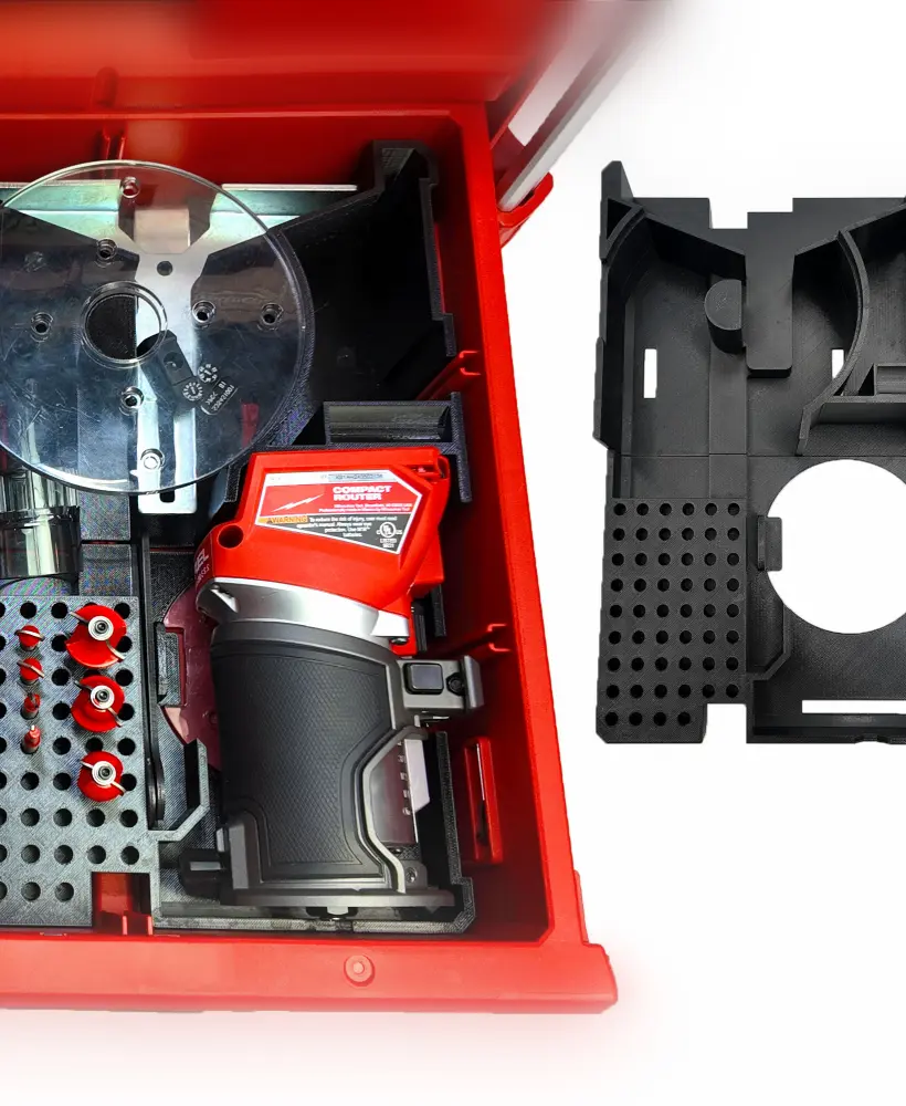 M18 Router Organizer for Milwaukee Packout 2 and 3 Drawer Tool Boxes 3d model