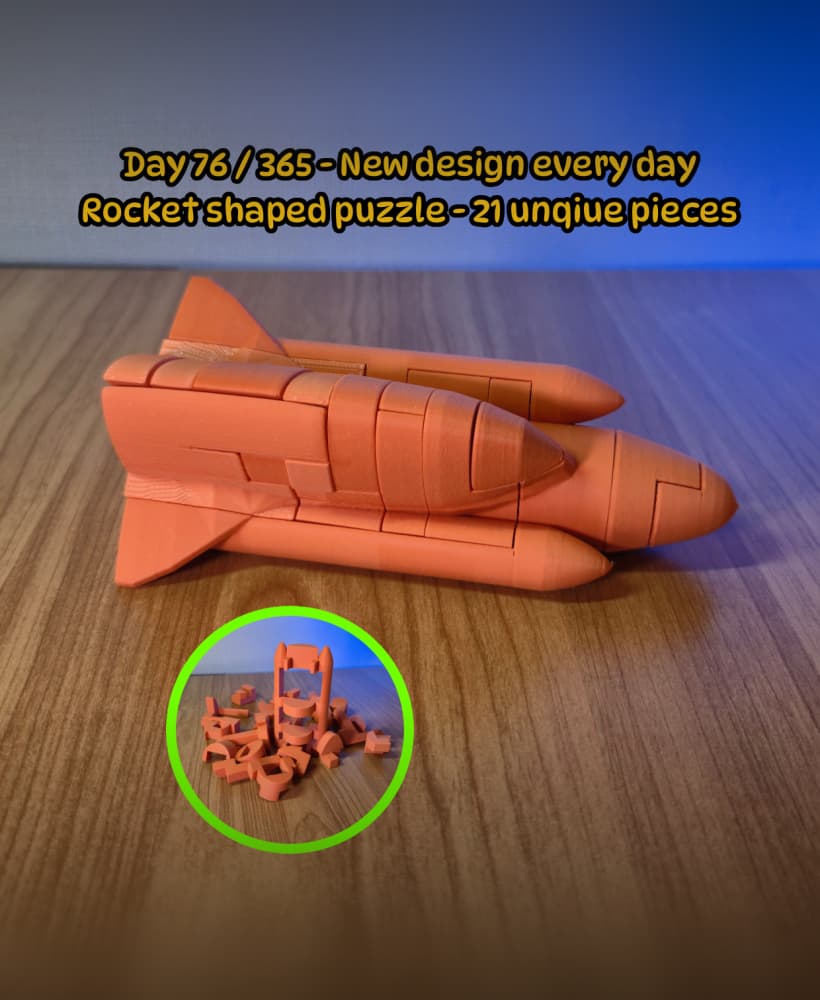 Rocket Puzzle – 21 Piece Interlocking Model 3d model