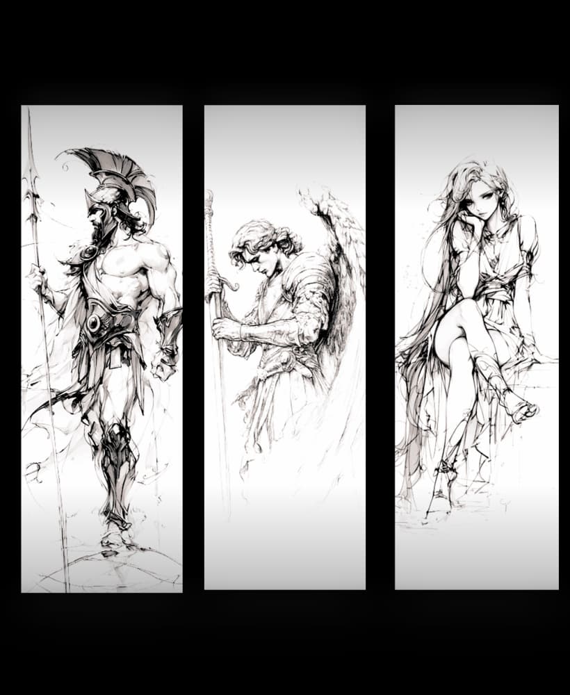 Sketches of Roman gods - Set of bookmarks 3d model