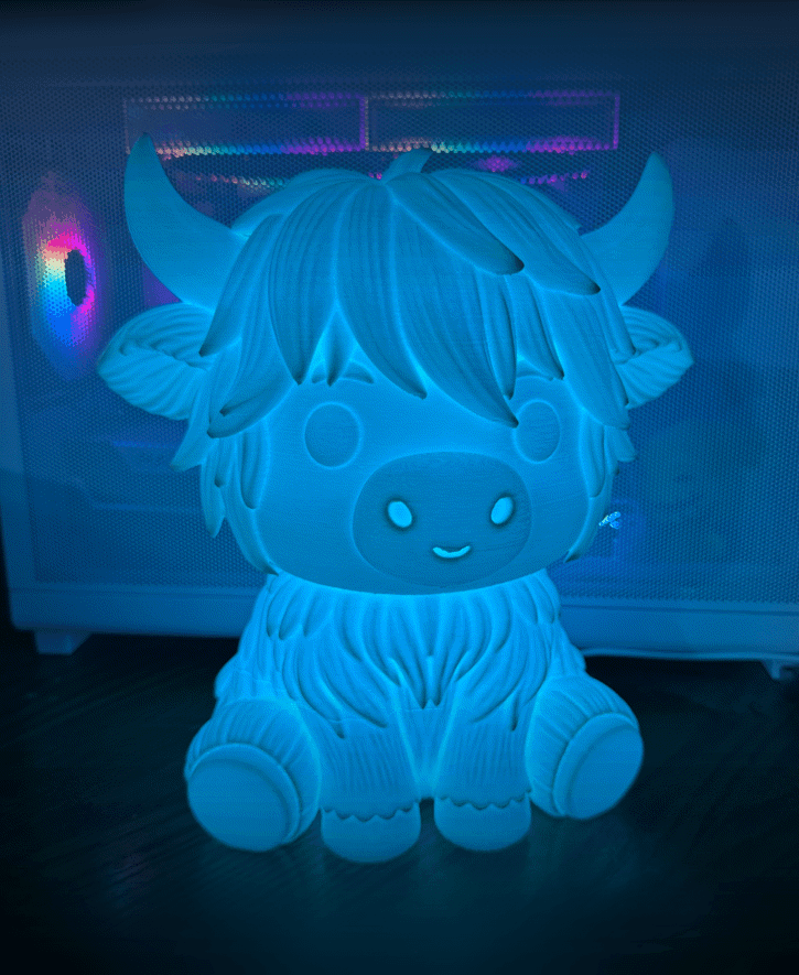 Chibi Highland Cow lamp Color changing 3d model