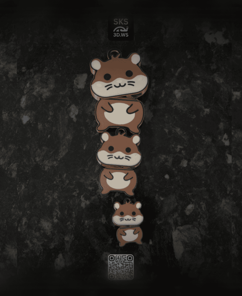 Hamster Wiggle Head Keyring 3d model