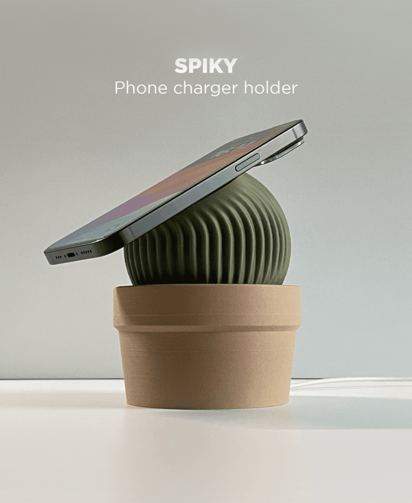 Spiky, phone charger holder 3d model