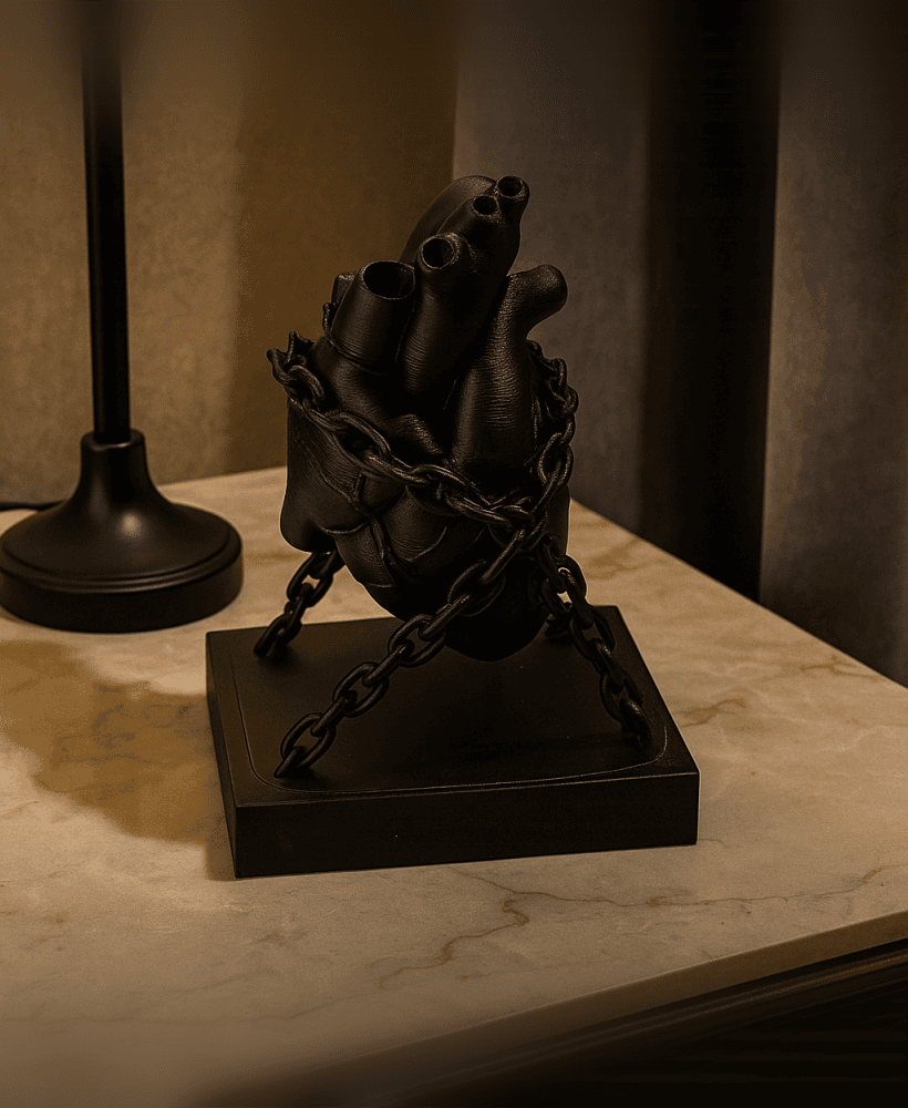 Chained Heart Sculpture — Symbolic Modern Art 3d model