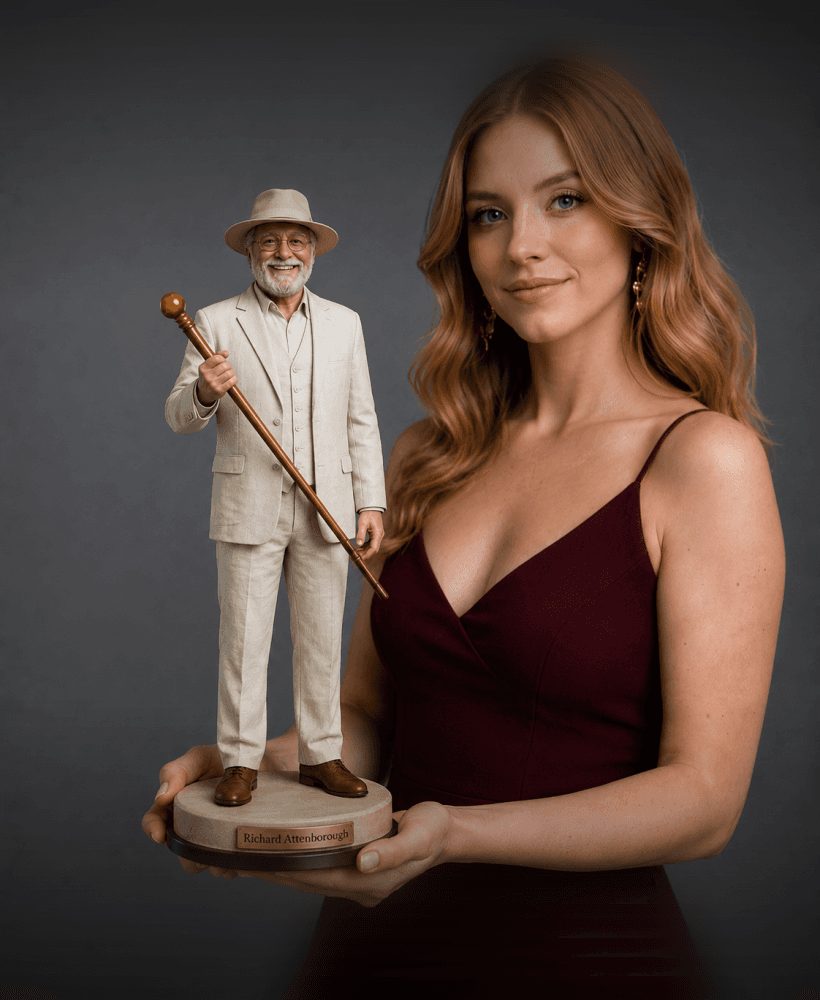 Elegant portrait with figurine of Richard Attenborough 3d model
