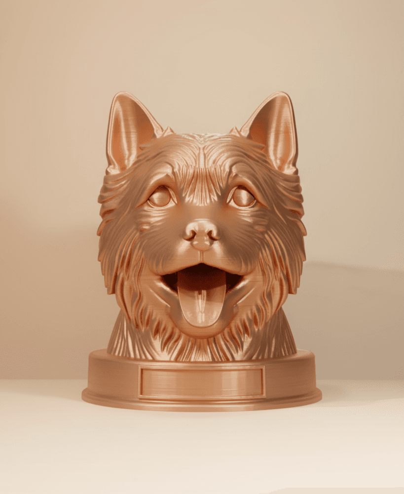 Norwich Terrier Dog Bust with Nameplate - 3D Printable Dog Lover Gift 3d model