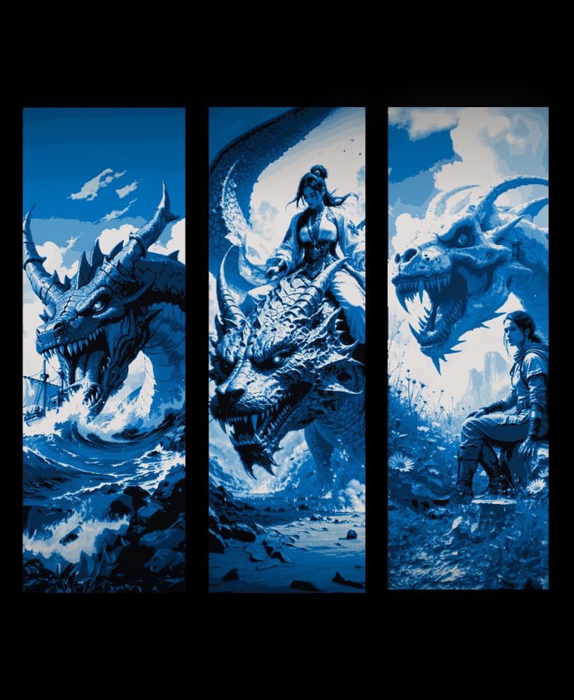 High definition designs of Dragons in a high Fantasy Style - Set of Bookmarks 3d model
