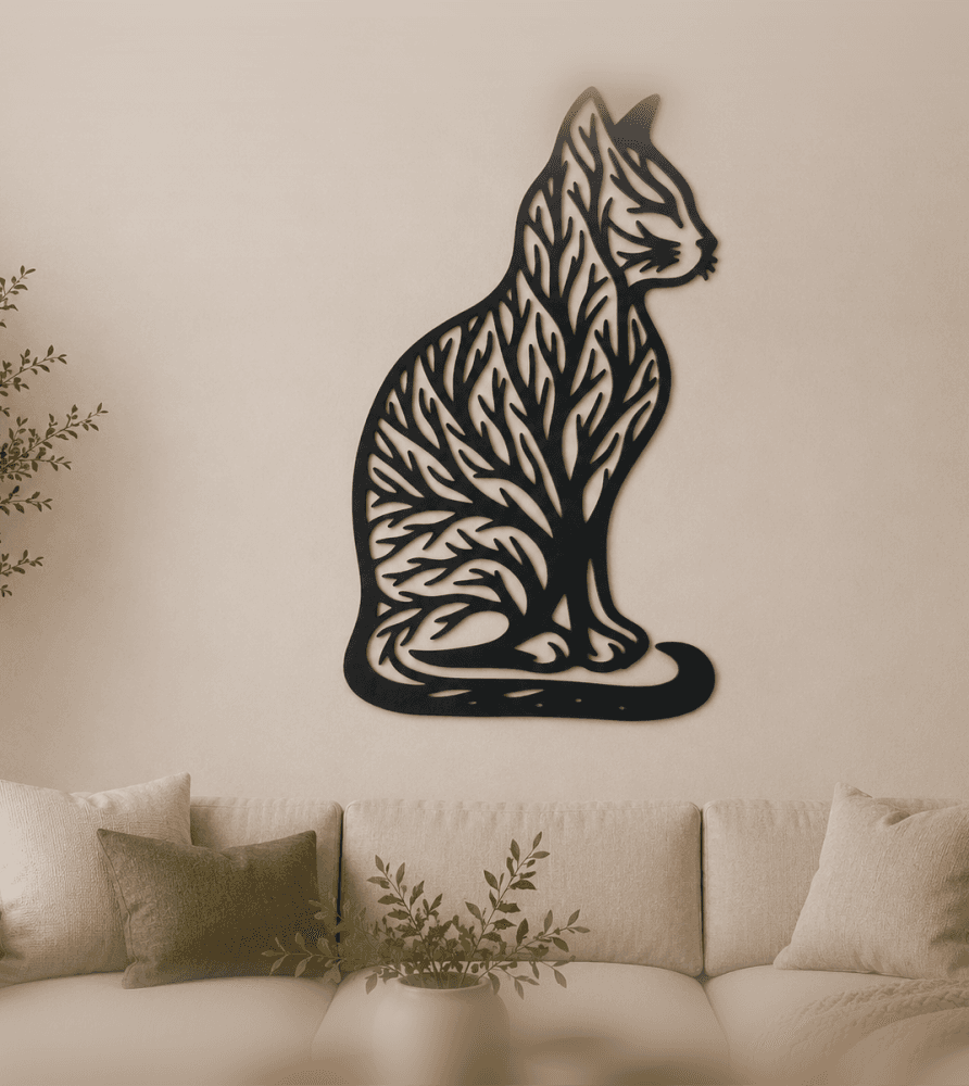 Elegant Cat Silhouette 2D Wall Art.stl 3d model