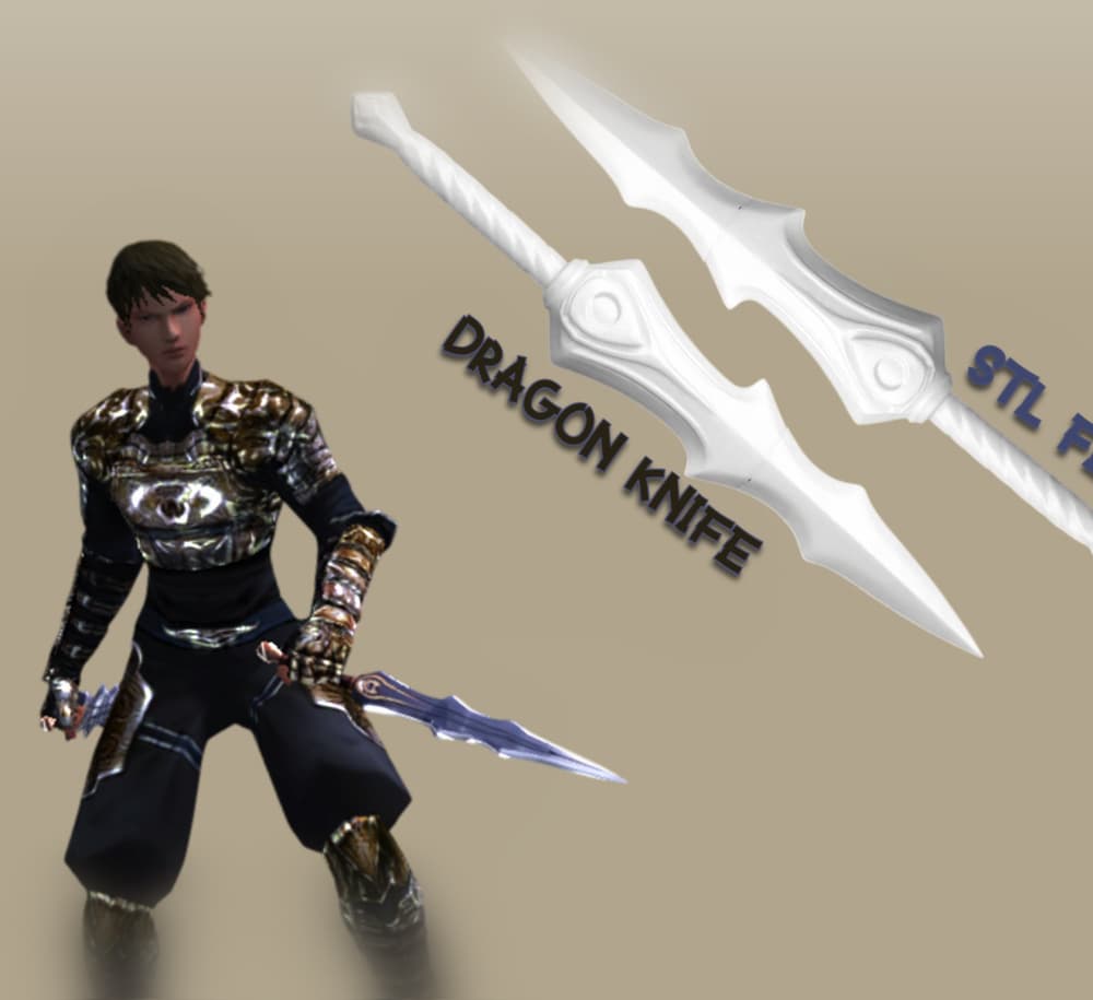 Metin2 Dragon Knife STL • 3D Printable Dagger File • Metin II Cosplay Weapon 3d model