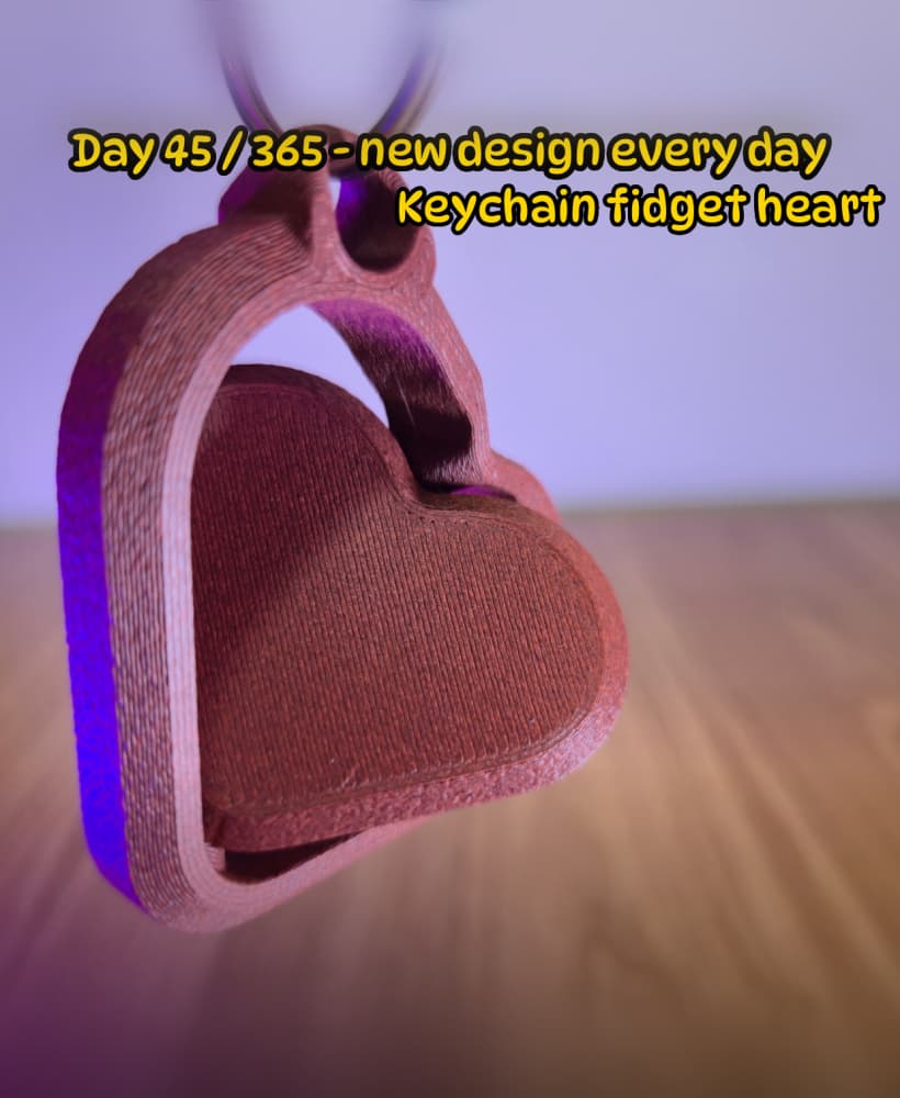Heart Spinner Keychain – Interlocking Heart Fidget 3d model