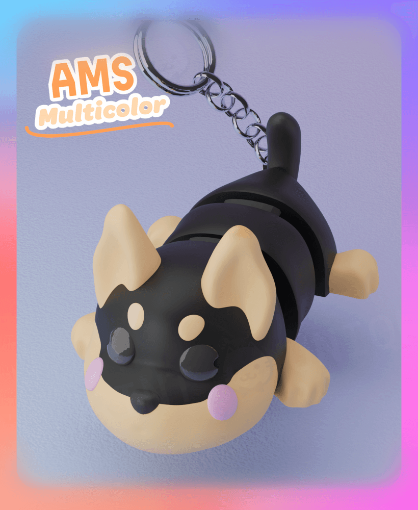 Flexi Doberman Dog Laying Down Keychain (Multicolor) 3d model