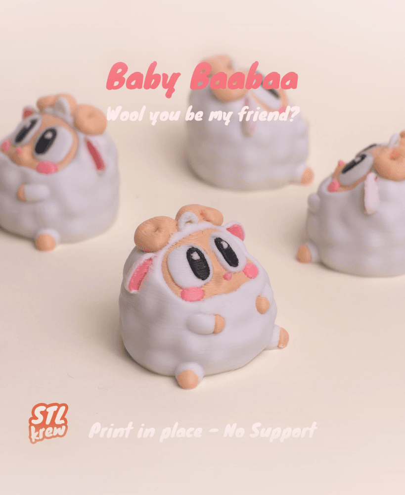 Cute sheep keychain - no support 3d model
