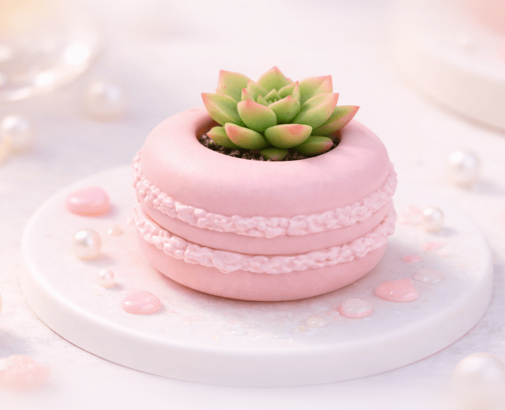 Mini Macaron Planter STL | Cute Kawaii Succulent Pot | Easy 3D Print | Tiny Desk Decor | Resizable P 3d model