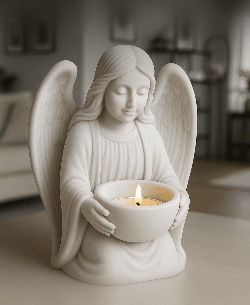 Guardian Angel Candle Holder STL | Tea Light Angel Statue 3d model