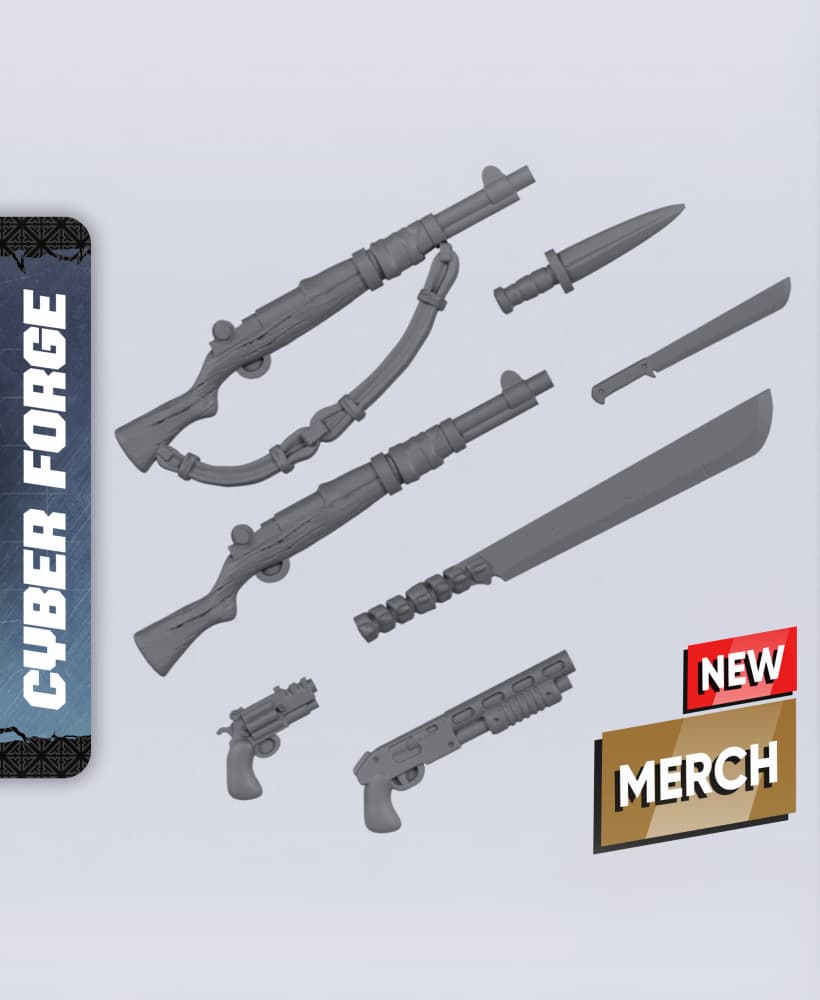Weapon Pack III - With Free Cyberpunk Warhammer - 40k Sci-Fi Gift Ideas for RPG and Wargamers 3d model