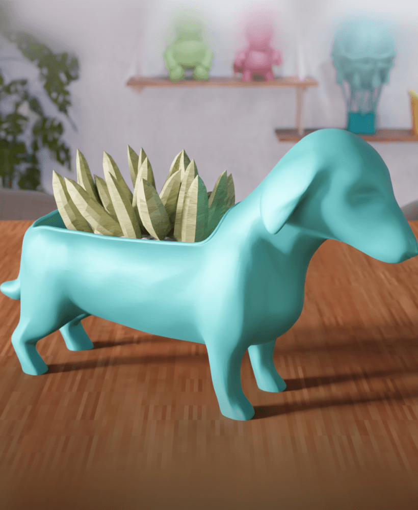 Dachshund Planter - Wiener Dog Succulent Pot 3d model