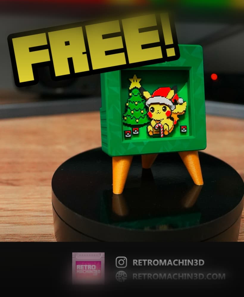 PIKACHU CHRISTMAS - Pixel Voxel Art Frame (No support, 3MF included) 3d model
