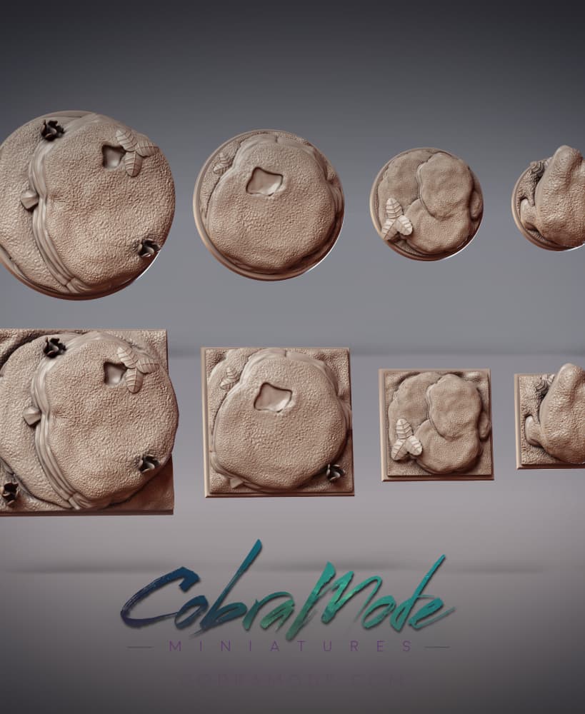 Mossy Base Pack (8pcs) - Round and Square Versions 3d model