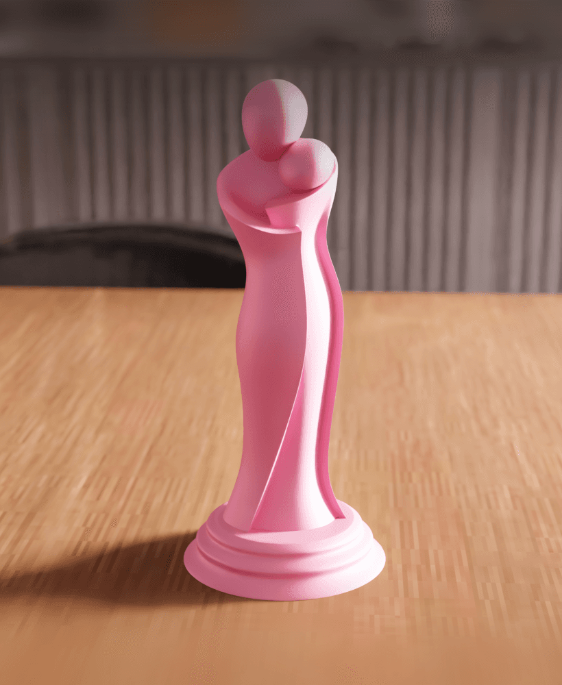 Abstract Mother and Child Statue 3d model