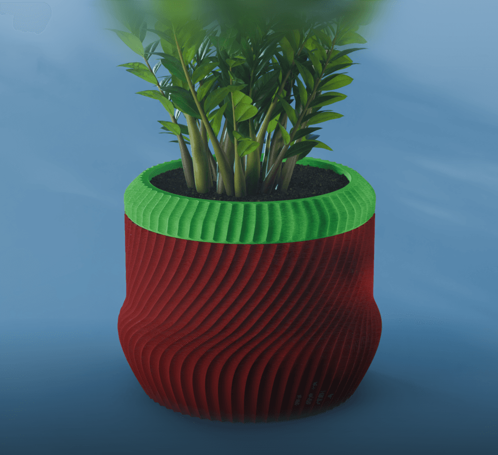 Yuki Planter Pot, Scalloped Reverse Bezier | Small, Medium, Large | Self Watering and Drip Tray 3d model