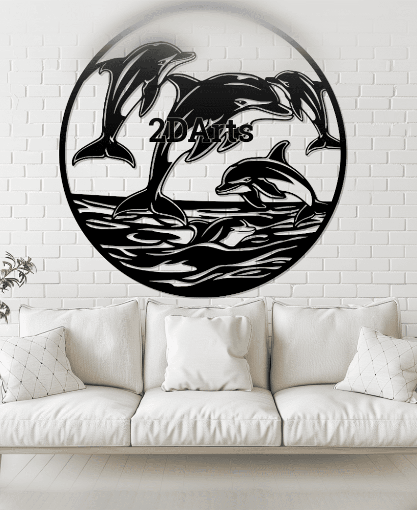 Dolphins in Ocean 2D Wall Art/Window Art 3d model