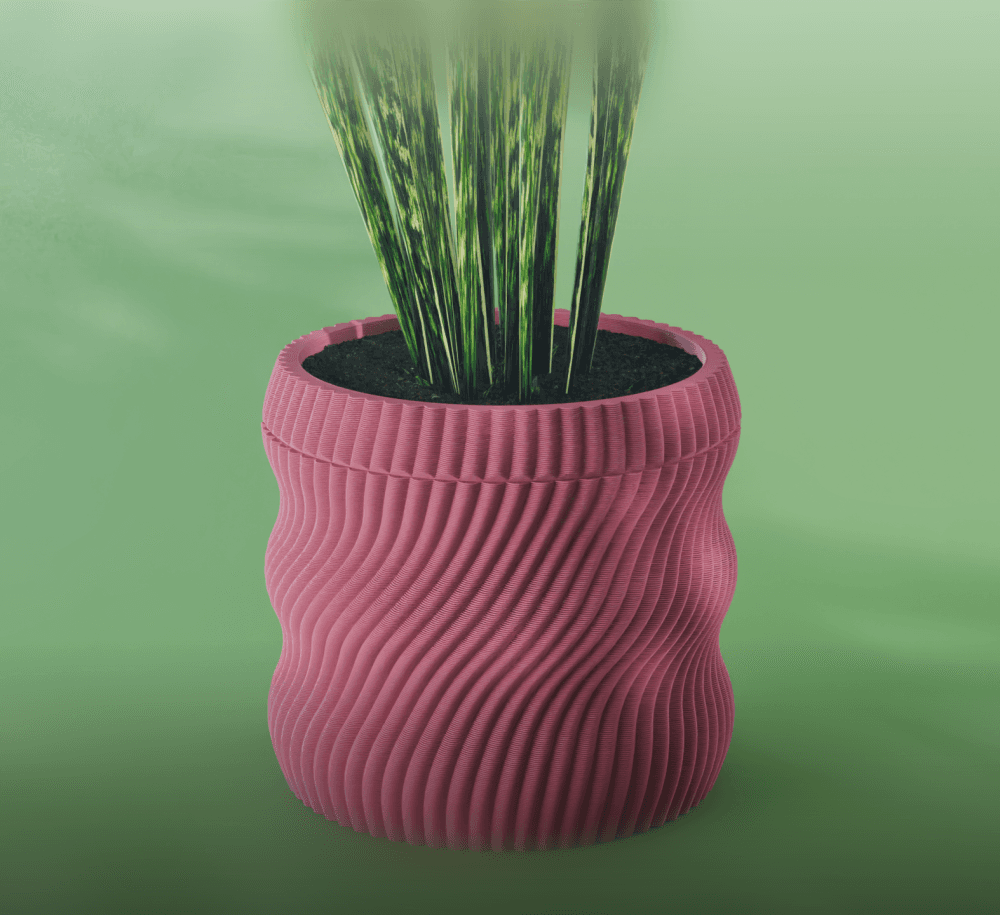 Hana Planter Pot, Scalloped Bezier | Small, Medium, Large | Self Watering and Drip Tray 3d model