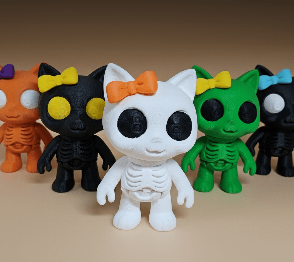 Articulated Kitty Ghost + Mini Flexi and Magnet 3d model