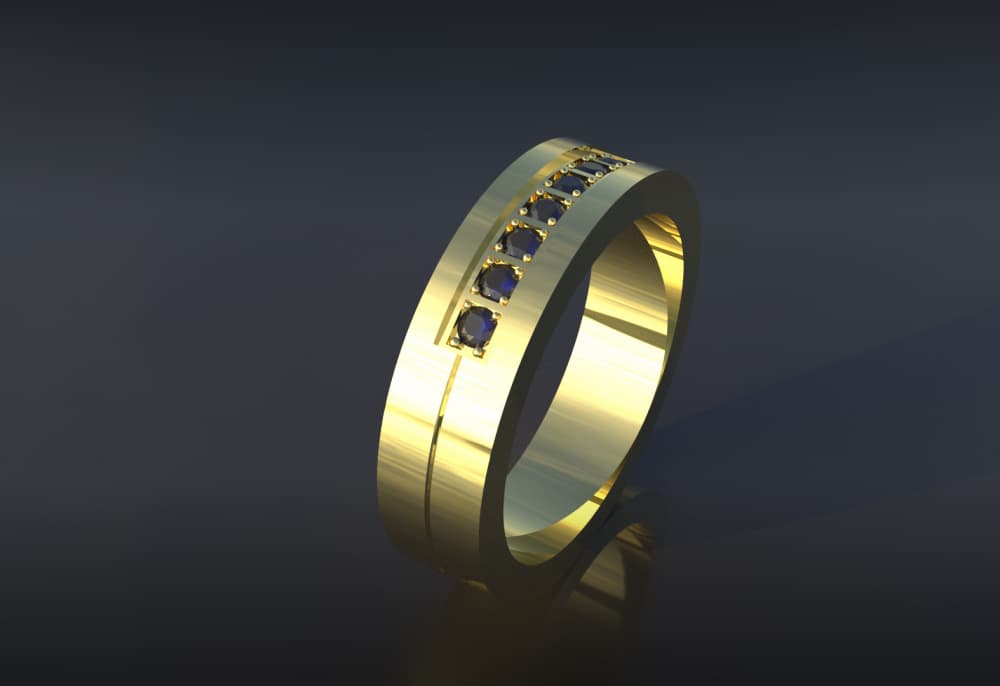 Luxury Channel Set Band Titan Blue 3d model